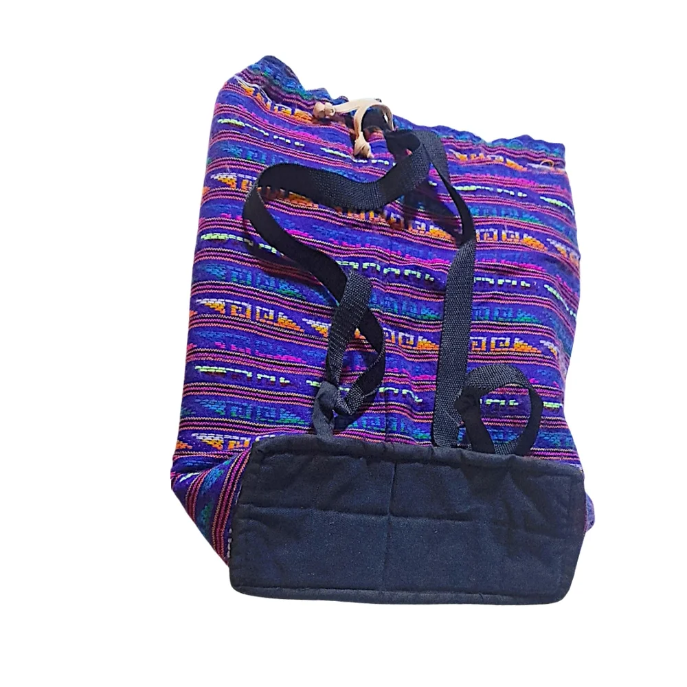 Colorful Patterned Drawstring Peruvian Backpack